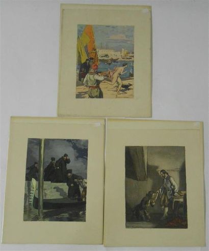 null SCENES DIVERSES : Ensemble de 17 Planches Couleurs et signées (V.)
3 signées...