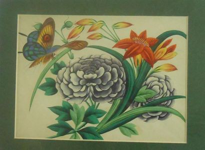 null LES FLEURS : Ensemble de 5 Planches Couleurs, (H.).
Diverses Fleurs colorées...