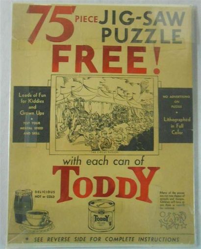 null PUZZLE : 3.
75 Pièces Jig-Saw Puzzle Free with each can of Toddy - La Parade...
