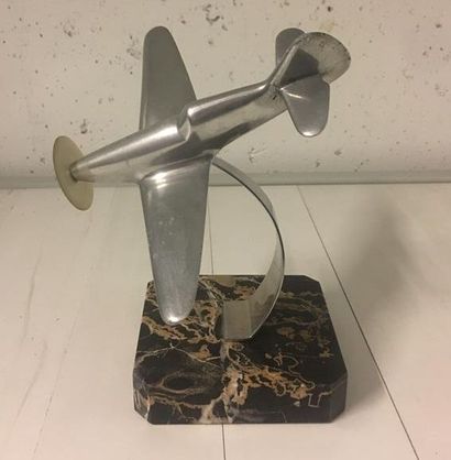 null Avion en aluminium et socle en marbre