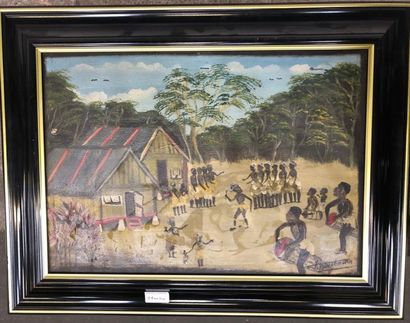 null J. BOUSHMAN (XXe)
Scène de village africain
Huile sur toile signée en bas à...