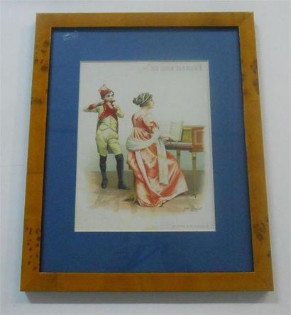 null AU BON MARCHE : Ensemble de 3 Images. (V.).
La Partie de Bateau-Costume 1830...