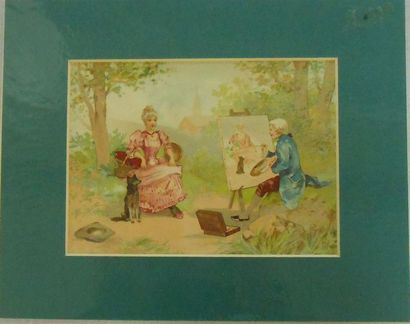 null COUPLES & SCENE : Ensemble de 7 Planches Couleurs, (V.et H.).
Jeune femme et...