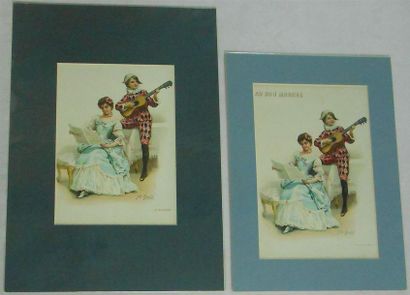 null AU BON MARCHE - MUSIQUE & DANSE : Ensemble de 10 Planches Couleurs, (V. et H.).
"A.Watteau...