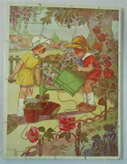 null PUZZLE : 8.
16 Pièces.
Gaston Maréchaux : Petites Filles arrossant les fleurs,...