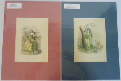 null GRANVILLE (1803-1847) : Ensemble de 11 Dessins et Caricatures couleurs. 
" Retour...