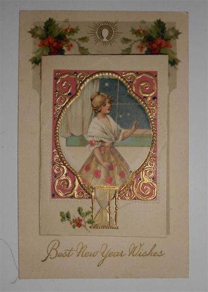 null 16 CARTES POSTALES FANTAISIES : A Sytème. "A Tirette (Femme chantant en anglais),...