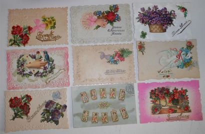 null 83 CARTES POSTALES FANTAISIES : Divers Thèmes. 3cp-avec Enveloppe, 7cp-Fleurs...