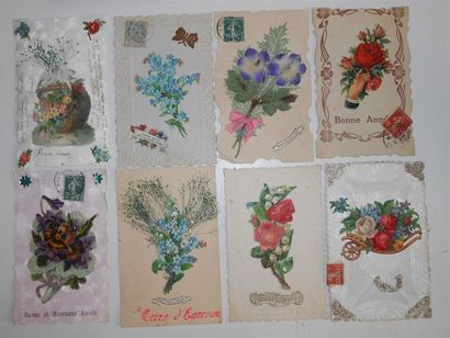 null 83 CARTES POSTALES FANTAISIES : Divers Thèmes. 3cp-avec Enveloppe, 7cp-Fleurs...