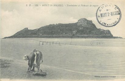 null 7 CARTES POSTALES MANCHE : Petite Sélection Pêche et Bateaux. "102-Mont St Michel-Pêcheurs...