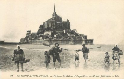 null 7 CARTES POSTALES MANCHE : Petite Sélection Pêche et Bateaux. "102-Mont St Michel-Pêcheurs...