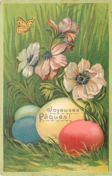 null 25 CARTES POSTALES FANTAISIES : Pâques et les Cloches. Dont" Coq et Poule, Fillette...