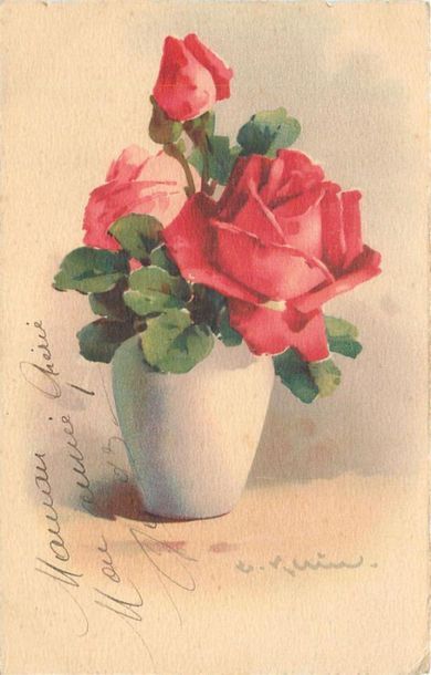null 15 CARTES POSTALES ILLUSTRATEUR : Klein - Les Fleurs. "8cp-Les Roses, 3cp-Les...