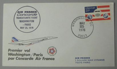 null Document. Air France. Enveloppe du 1er vol Concorde Washington-Paris du 25 mai...