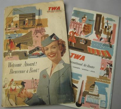 null Document. TWA. Pochette de voyageur de la compagnie TWA. Années 1960.