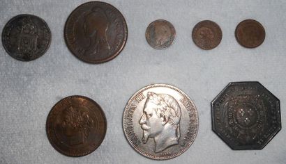 null 27 Monnaies Antiques & France et 1 Jeton de Présence : 
Argent et Métal, profils...