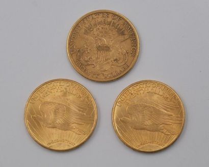 null 3 Monnaies Or, Etats-Unis : 
1 Monnaie 20 Dollars USA Or, 1891, S.
2 Monnaies...