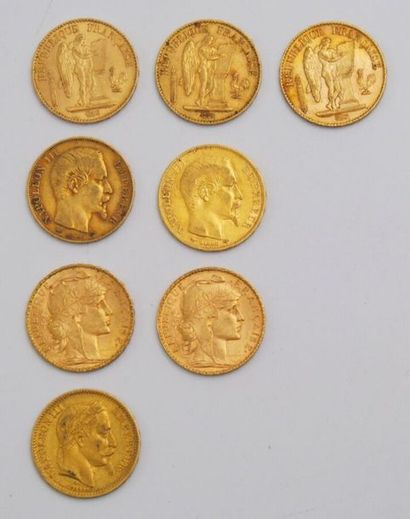 null 8 Monnaies Or, France : 
20 Francs Or Napoléon III, 1857, A. 
20 Francs Or Napoléon...