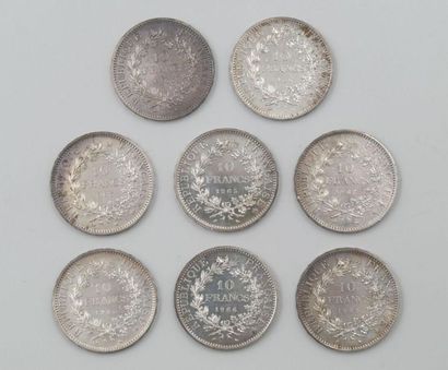 null 8 Monnaies Argent France : 10 Francs Hercule.
5 x 1965, 2 x 1966 et 1967.
Poids...