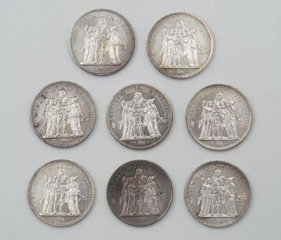 null 8 Monnaies Argent France : 10 Francs Hercule.
5 x 1965, 2 x 1966 et 1967.
Poids...