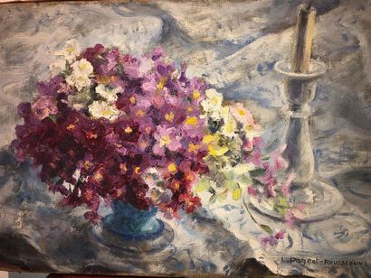 null Lucienne PAGEOT-ROUSSEAUX (1899-1994)
Nature morte au bouquet de fleurs et à...