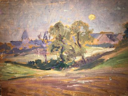 null Lucienne PAGEOT-ROUSSEAUX (1899-1994)
Paysage soleil couchant
Huile sur panneau...