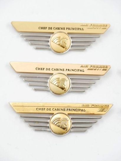 null AIR FRANCE 
Ensemble de dix badges pour hôtesses "chef de cabine principal"...