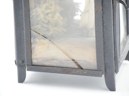 null Lantern in sheet metal forming a diorama with inside a three masts along one...
