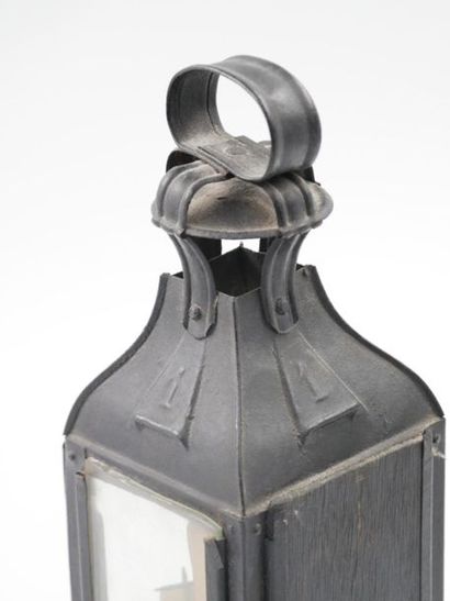 null Lantern in sheet metal forming a diorama with inside a three masts along one...