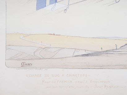 null Marguerite MONTAUT - GAMY (1883-1936)
Voyage de Buc à Chartres, Maurice Farman...