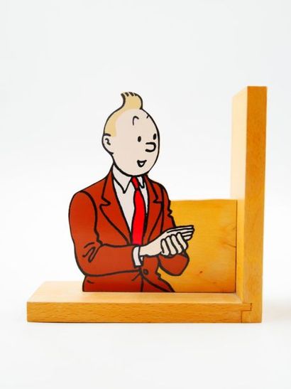 null Pair of TINTIN bookends in wood painted by VILAC 
Studio HERGÉ 
14.5 x 15 x...