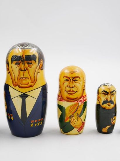 null Years 2000, 
A Russian nesting doll with several dolls representing politicians,...