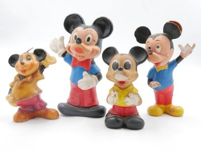 DISNEY, Trois jouets pouets Mickey en plastique...