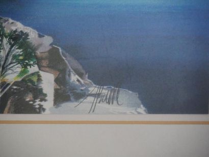  André BAUGIBAULT (1945) Paysage de Crète Lithographie Signée en bas à droite 23...