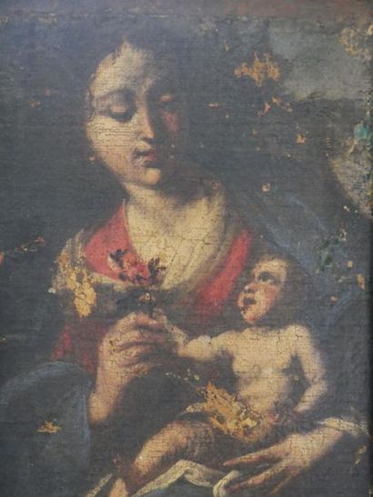  Vierge à l'enfant Huile sur toile marouflée sur panneau 31 x 23 cm [Charge à l'adjudicataire...