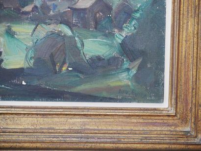 null French school of the XXth century: Mountain 

landscape Oil on canvas,
Signed...