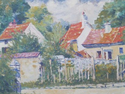 null Ecole française du XXème siècle 
Maison 
Huile sur toile.
52 x 61 cm 

(accidents...