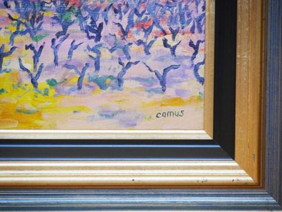 null Gustave CAMUS (1914-1984) :
Campagne à Montfort
Acrylique sur toile 
Signée...