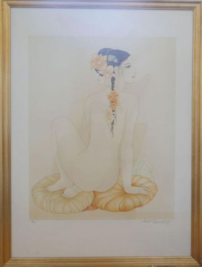 null Mara TRANLONG (1935) 
Portrait de femme de dos 
Lithographie 
Signée en bas...