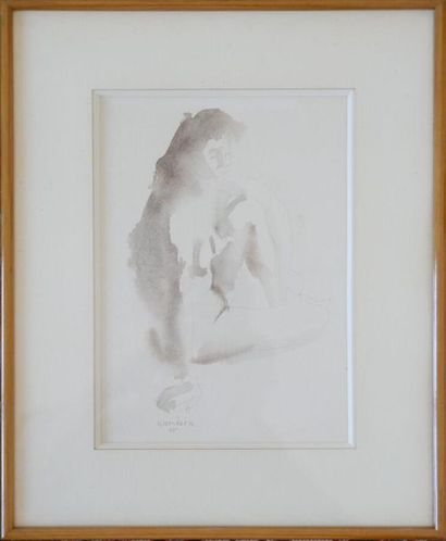  Rudolf KUNDERA (1911-2005) Female nude Pencil drawings and ink wash Signed and dated...