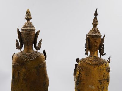 null THAILANDE, Ratanakosin - Fin du XIXème siècle :
Bouddha en bronze laqué , debout...