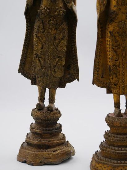 null THAILANDE, Ratanakosin - Fin du XIXème siècle :
Bouddha en bronze laqué , debout...