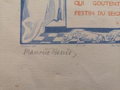  Maurice DENIS (1870-1943) : O banquet sacré Lithographie signée en bas à gauche...