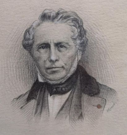 null Ecole française du XIXème siècle : 
Portrait d'homme 
Miniature ovale au crayon...