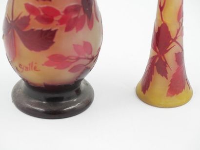 null Etablissements GALLE : 
Vase soliflore en verre double couches à décor végétal...