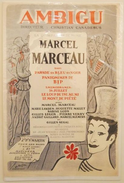 null 6 AFFICHES SPECTACLES : Divers formats. Dont "LA COMPAGNIE DU MIME-Marcel MARCEAU-Théâtre...