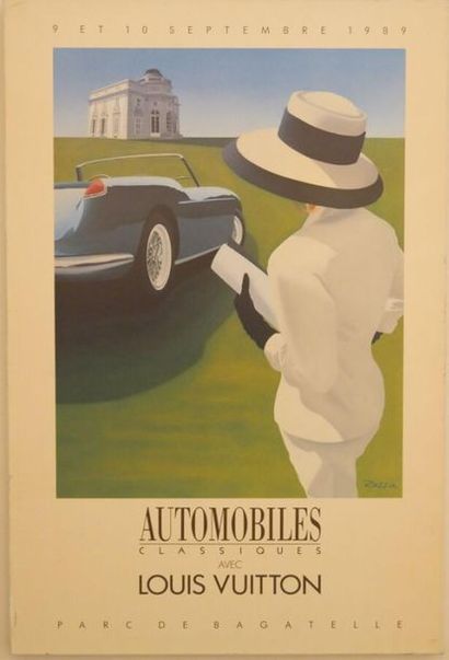 null RAZZIA (1950). Affiche Automobiles Classiques avec Louis Vuitton - Parc de Bagatelle,...