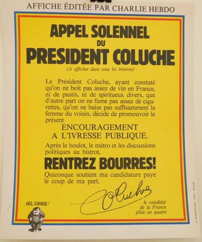 null AFFICHES (2) : Campagne Présidentielle de Coluche en 1981. Couleurs.
Affiches...