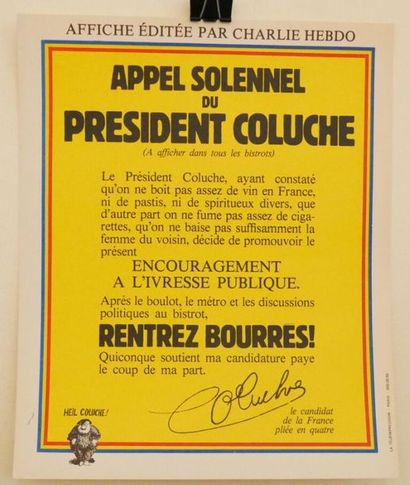 null AFFICHES (2) : Campagne Présidentielle de Coluche en 1981. Couleurs.
Affiches...