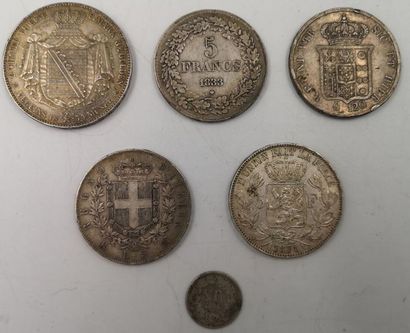 null Monnaies Etrangères - Argent. 6 pièces.
Allemagne, Royaume de Saxe. Friedrich...